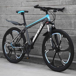 WJSW Mountain Bike WJSW Mountain Bike High Carbon Steel Frame Disc Brakes Shock Absorption Adult Bicycle Racing (Color : Black blue, Size : 27 Speed)