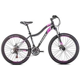 DJYD Mountain Bike Womens Mountain Bikes, 21-Speed Dual Disc Brake Mountain Trail Bike, Front Suspension Hardtail Mountain Bike, Adult Bicycle, 24 Inches White FDWFN (Color : 26 Inches Black)