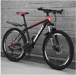 WSJYP Mountain Bike WSJYP Hardtail Mountain Bike 26", Double Disc Brake Frame Bicycle with Adjustable Seat, Country Men's Mountain Bikes 21 / 24 / 27 / 30 Speed, 24 speed-Black Red