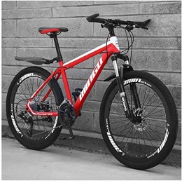 WSJYP Mountain Bike WSJYP Hardtail Mountain Bike 26", Double Disc Brake Frame Bicycle with Adjustable Seat, Country Men's Mountain Bikes 21 / 24 / 27 / 30 Speed, 24 speed-Red
