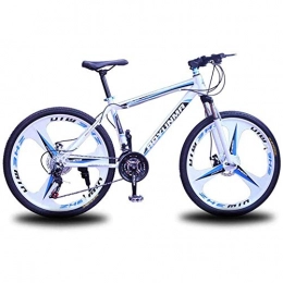 WXX Bike WXX 26-Inch 3-Spoke Men's Mountain Bike Steel Frame Fully Adjustable Front Fork Disc Brake Mountain Bike Suitable for Outing Tricolor Optional, White Blue 21