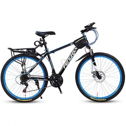 WXX Mountain Bike WXX Adult Mountain Bike High-Carbon Steel 24Inch Adjustable Seat Double Disc Brakes Damping Hardtail Student Bike Suitable for Outdoor Exercise, black blue, 21 speed
