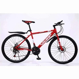 WYJBD Mountain Bike WYJBD Country Mountain Bike 24 / 26 Inch Double Disc Brake Adult MTB Country Gearshift Bicycle Hardtail Mountain Bike with Adjustable Seat Carbon Steel Red Spoke Wheel