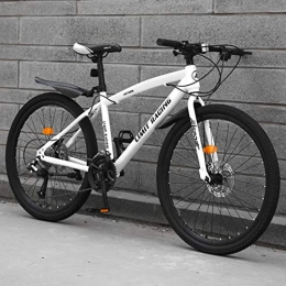 WYZQ Mountain Bike WYZQ 26 Inch Mountain Bike, Road Racing, All Terrain Mountain Bicycle with Double Disc Brake, High Carbon Steel Hard Tail Frame, Adult, White, 21 speed