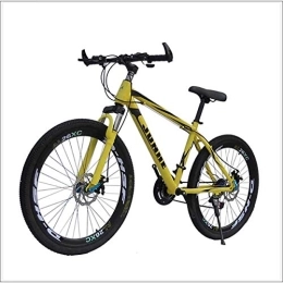 XER Mountain Bike XER Mens' Mountain Bike, 17" inch steel frame, 21 / 24 / 27 / 30 speed fully adjustable rear shock unit front suspension forks, Yellow, 24 speed