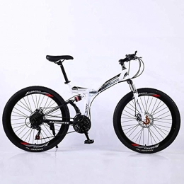 XER Bike XER Mountain Bike, 24 Speed Dual Suspension Folding Bike, with 24 Inch Spoke Wheel and Double Disc Brake, for Men and Woman, White, 24speed