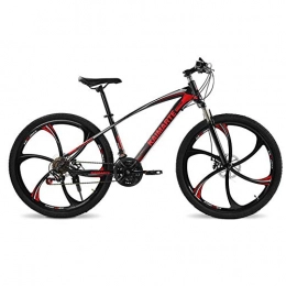 XER Bike XER Mountain Bike, 26inch Six-knife Wheel High-carbon Steel Unisex Dual Suspension Mountain Bike Disc Brakes, Red, 21speed