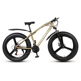 XNEQ Bike XNEQ Men's 26-Inch 4.0 Wide Tire Snowmobile / ATV, One-Wheel Mountain Bike, Dual Disc Brakes for Shock Absorption, Strong Wind Breaking Ability, Gold, 24