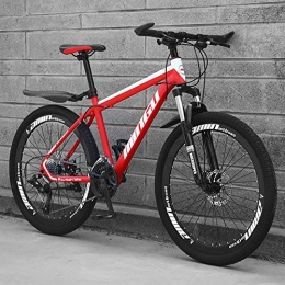 XRQ Bike XRQ Mens Women Mountain Bikes, 26 Inch Carbon Steel Bicycle, 21 / 24 / 27 / 30-Speed Drivetrain All Terrain Mountain Bike with Dual Disc Brake, red, 30 speed