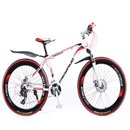 XXXSUNNY Mountain Bike XXXSUNNY Men's bicycle, 26-inch ultra-light high-carbon steel frame, double-disc brake hard-tail mountain bike, 21 / 24 / 27 multi-speed bicycle, 24 / white~red, Alloy