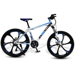 YCHBOS 26 Inch Men Lightweight Hardtail Mountain Bike, 30-speed Variable Speed High-Carbon Steel Adult Mountain Bicycle, Dual Disc Brakes Mountain Bike, Suitable from 165-185 cmWhite blue