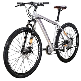 EUROBIKE Mountain Bike YH-X9 Mountain Bike 19 inch Aluminum Frame 29 Inches Wheels 21 Speed Shifter Dual Disc Brakes Front Suspension 29er Mens Bicycle (Multi-Spoke Silver)