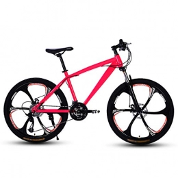 YHDP Mountain Bike YHDP Mountain Biking, Variable Speed Double Disc Brake Adult Bikes, High Carbon Steel With Adjustable Seat Full Suspension MTB 21 Speed Pink E 24inch