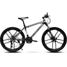 YHRJ Mountain Bike YHRJ Adult Bicycle Off-road Fitness Road Bike, Mountain Bikes Are Unisex, MTB 21 / 24 / 26 Spd, High Carbon Steel, Double Disc Brakes, Shock-absorbing Fork (Color : Black-white-24spd, Size : 26inch wheel)