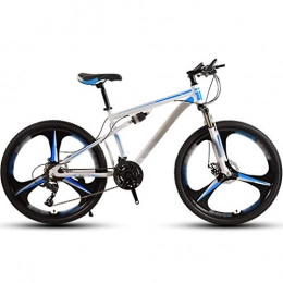 YHRJ Mountain Bike YHRJ Travel Bicycle Camping Road Bicycle Adults, Unisex Mountain Bikes, MTB High Carbon Steel Frame, 21 / 24 / 26 / 30 Spd, Double Shock Absorption (Color : White blue-30spd, Size : 26inch)