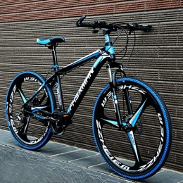 YKMY Bike YKMY 24 inch / 26 inch high carbon steel hard tail mountain bike, hybrid bike with adjustable front suspension seats-Three knives one wheel black blue_21 speed-26 inches