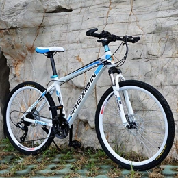 YKMY Mountain Bike YKMY 24 inch / 26 inch road mountain bike bicycle adult men and women bike, double suspension mountain bike-White round blue_21 speed-24 inches