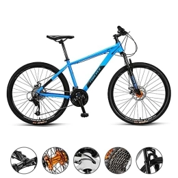YUEGOO Wheels Adult Mountain Bike, Mountain Trail Bike High Carbon Steel Outroad Bicycles,Bicycle Full Suspension ​​Gears Dual Disc Brakes Mountain Bicycle/Blue/26Inch 27Speed