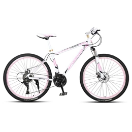 zcyg Bike zcyg 24 / 26 Inch Bike Adult / Youth 21 Speed Mountain Bike, Dual Disc Brake, High-Carbon Steel Frame, Front Suspension, Mountain Trail Bike, Urban Commuter City Bi(Size:26inch, Color:White+Pink)