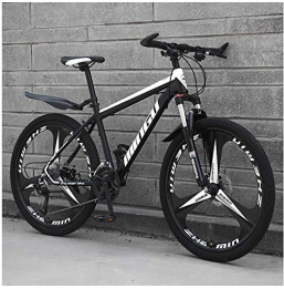 ZHNA Bike ZHNA 24 Inch Mountain Bikes, Mens Women Carbon Steel Bicycle, 30-Speed Drivetrain All Terrain Mountain Bike with Dual Disc Brake (Color : 27 Speed, Size : Black 3 Spoke)