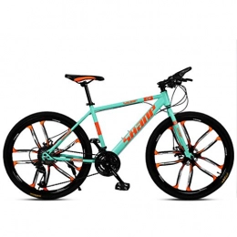 ZKHD Bike ZKHD Unisex Mountain Cross-Country Racing Bike, Electrostatic Paint Frame, Thick Carbon Steel Tube Wall, Dual Disc Brakes And One Wheel Mountain Bike, Green, 21 speed