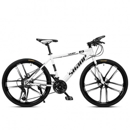 ZLZNX Mountain Bike ZLZNX 24 Inch Mountain Bikes, Men's Dual Disc Brake Hardtail Mountain Bike, Bicycle Adjustable Seat, High-carbon Steel Frame, White, 24Speed
