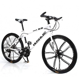 ZMJY Bike ZMJY Bicycle, Adult 26 Inch 24 Speed Adjustable City Bicycle Double Disc Brake Aluminum Frame Road Bike Mountain Bike, White