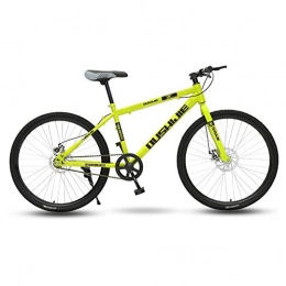 ZTIANR Bicycle, 26" Wheel Front Suspension Mens Mountain Bike 19" Frame Single Speed Mechanical Disc Brakes,Yellow,26