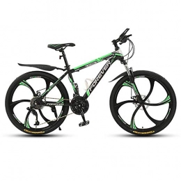 ZWPY Bike ZWPY 21 Speed 6 Spoke Wheel Bicycle, Mountain Bike, 26 Inch Wheels, Double Disc Brakes, MTB Bike, for Outdoors Sport, Black Green