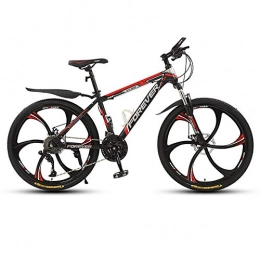 ZWPY Mountain Bike ZWPY 26 Inch Mountain Bikes, High-Carbon Steel Hardtail Mountain Bike, Adult MTB with Mechanical Disc Brakes, 6 Spoke Wheel, 21-Speeds, black red