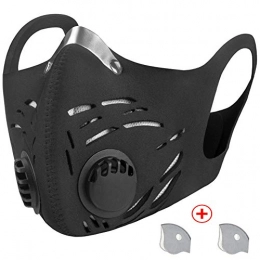LAIABOR Mountain Bike Face Mask LAIABOR Dust Mask Anti Pollution Face Cycling Mask with Filter Filtration Cotton Sheet and Valves for Exhaust Gas, Pollen Allergy, PM2.5 Running Cycling Outdoor, Black
