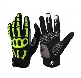Baselay Cycling Gloves Mountain Bike Bicycle Gloves - Breathable Gel Pad Shock-Absorbing Anti-Slip MTB DH Road Racing Full Finger Gloves for Men Women Youth (Black/Green, XX-Large)