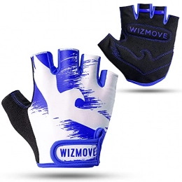 WizMove Clothing Bike Gloves - Cycling Gloves for Men and Women | Professional Half Finger Mountain Bike Gloves, Road, Mtb Gloves - Gel Padded and Breathable Fingerless Gloves (Blue, M)