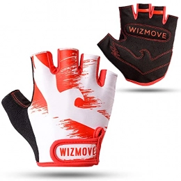 WizMove Clothing Bike Gloves - Cycling Gloves for Men and Women | Professional Half Finger Mountain Bike Gloves, Road, Mtb Gloves - Gel Padded and Breathable Fingerless Gloves (Red, M)