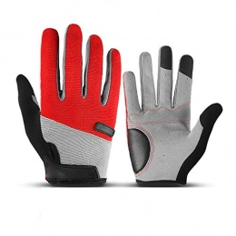 CXQWAN Cycling Gloves, Sport Gloves Mountain Bike Shock Absorbing Unisex Bike Riding Full Finger Outdoor Touch Screen Gloves,Red,XL