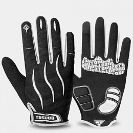 CFCYS Clothing Cycling Gloves Full Finger, Cycling Gloves Full Finger Mountain Bike Gloves Gel Padded Anti-Slip Shock-Absorbing Touchscreen Mtb Gloves For Men Women, White, Xxl