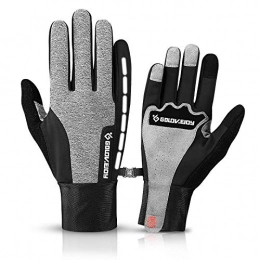 CFCYS Mountain Bike Gloves Cycling Gloves Full Finger, Winter Warm Cycling Gloves Full Finger Mountain Bike Gloves Gel Padded Anti-Slip Shock-Absorbing Touchscreen Mtb Gloves For Men Women, Grey, L