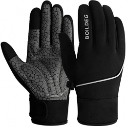 boildeg Clothing Cycling Gloves Warm Mountain Bike Gloves with Anti-Slip Shock-Absorbing Pad Breathable, Touchscreen MTB Road Biking Gloves for Men / Women (BLACK, L)