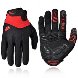 FIRELION Mountain Bike Gloves Firelion Long Finger Outdoor MTB Downhill Off Road Bicycle Gloves (Black / Red, X-Large)