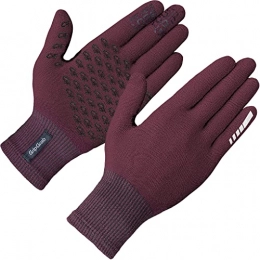 GripGrab Clothing GripGrab Unisex's Primavera Merino-Wool 2nd Edition Touchscreen Knitted Cycling Gloves Full-Finger Anti-Slip Bicycle Liners Winter, Dark Red, X Small