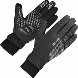 GripGrab Clothing GripGrab Unisex's Ride Windproof Winter Thermal Full Finger Padded Cycling Gloves Fleece Lined Touchscreen-Compatible Black HiViz, Large