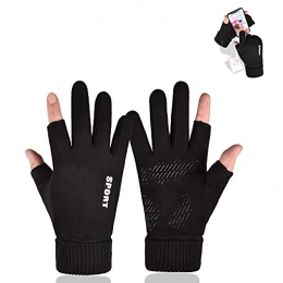 HITNEXT Clothing HITNEXT Cycling Gloves, Winter Running Touch Screen gloves, Mountain Bike Motorcycle Fishing Gloves, 2-fingerless winter biking Gloves for Mens Women