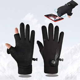 HITNEXT mens gloves winter thin, 2-Fingerless Warm Cycling Biking Driving gloves, Fishing Bicycle Gloves for men womens