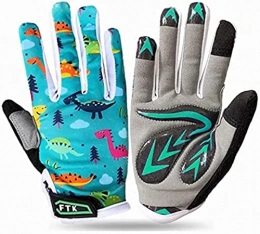 HTOUR New Colorful Non Slip Bicycle Gloves for Kids Full Finger Gel Padding Cycling Glove Outdoor Sport Road Mountain Bike Age 2-11-a5-XL (Age 9-11)