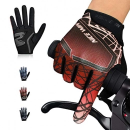 Kansoom Mountain Bike Gloves Kansoom Cycling-Gloves Breathable Gel-Padded Touchscreen full-finger - gloves, Mountain Road Bike Motorcycle gloves with Gradient Color Design for men / Women (Red, L)