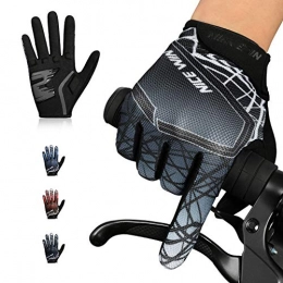 Kansoom Mountain Bike Gloves Kansoom Cycling-Gloves Breathable Gel-Padded Touchscreen full-finger - gloves, Mountain Road Bike Motorcycle gloves withGradient Color Design for men / Women (Black, L)