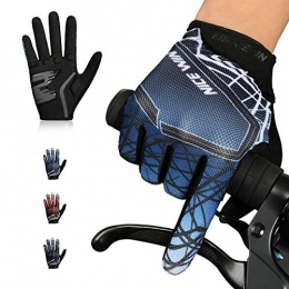 Kansoom Cycling-Gloves Breathable Gel-Padded Touchscreen full-finger - gloves,Mountain Road Bike Motorcycle gloves withGradient Color Design for men/Women(Blue, S)