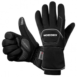 KINGSBOM Mountain Bike Gloves KINGSBOM -40℉ Waterproof & Windproof Thermal Gloves - 3M Thinsulate Winter Touch Screen Warm Gloves - For Cycling, Riding, Running, Outdoor Sports - For Women and Men - Black (Medium)