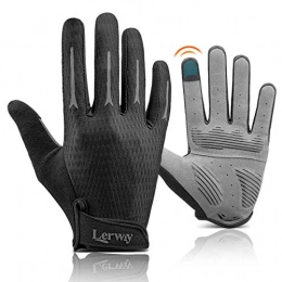 LERWAY Mountain Bike Gloves LERWAY Cycling Gloves Bike Gloves for Men / Women, Full Finger Biking Gloves Mens, MTB Gloves Breathable Touchscreen Anti-Skid Bicycle Gloves for MTB, Mountain Bike, Trek Bike(Black, L)
