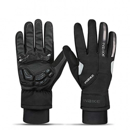 MJBDST Mountain Bike Gloves MJBDST Winter Thermal Bike Gloves Touch Screen MTB Bicycle Gloves with Thick Gel Padded Men Reflection Skiing Cycling Gloves(Suitable for Men, Women And Skiers), Black, XXL